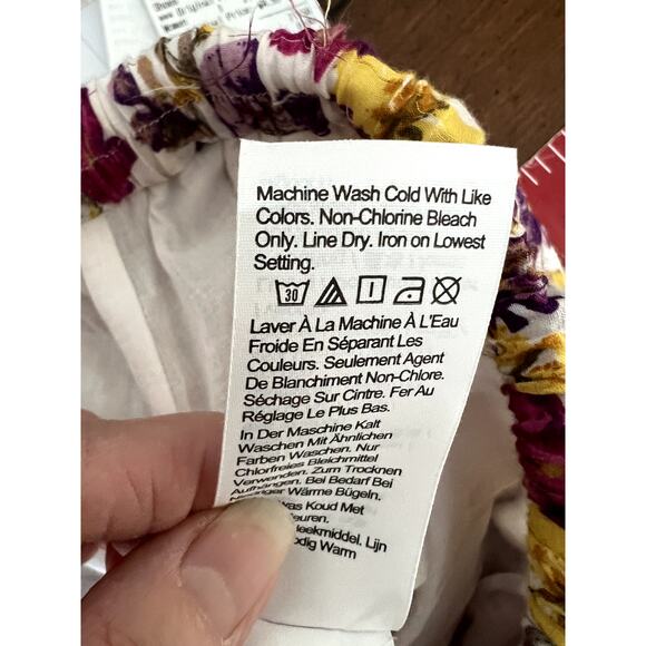 J.Crew skirt size M tiered midi floral burgundy/yellow elastic waiset adjustable - Picture 8 of 10